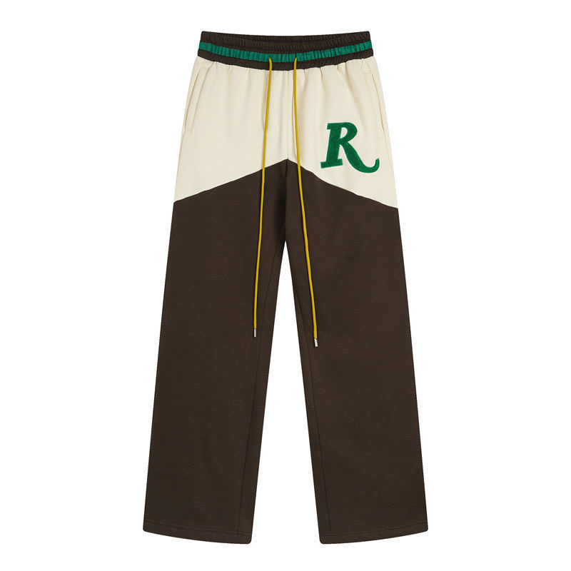 Contrast stitching embroidery large R letter drawstring sweatpant