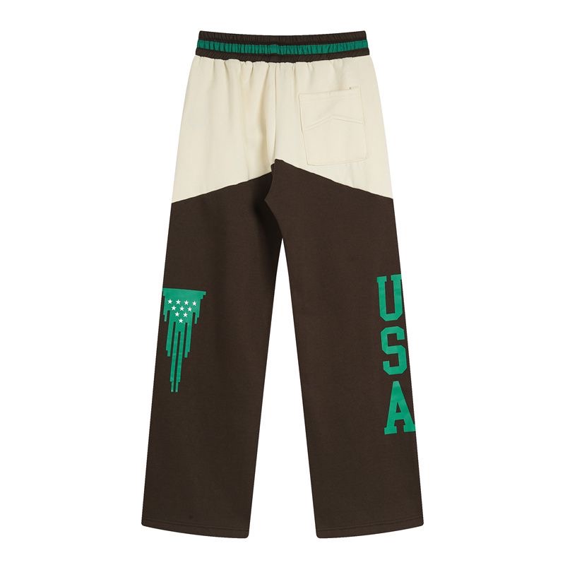 Contrast stitching embroidery large R letter drawstring sweatpant