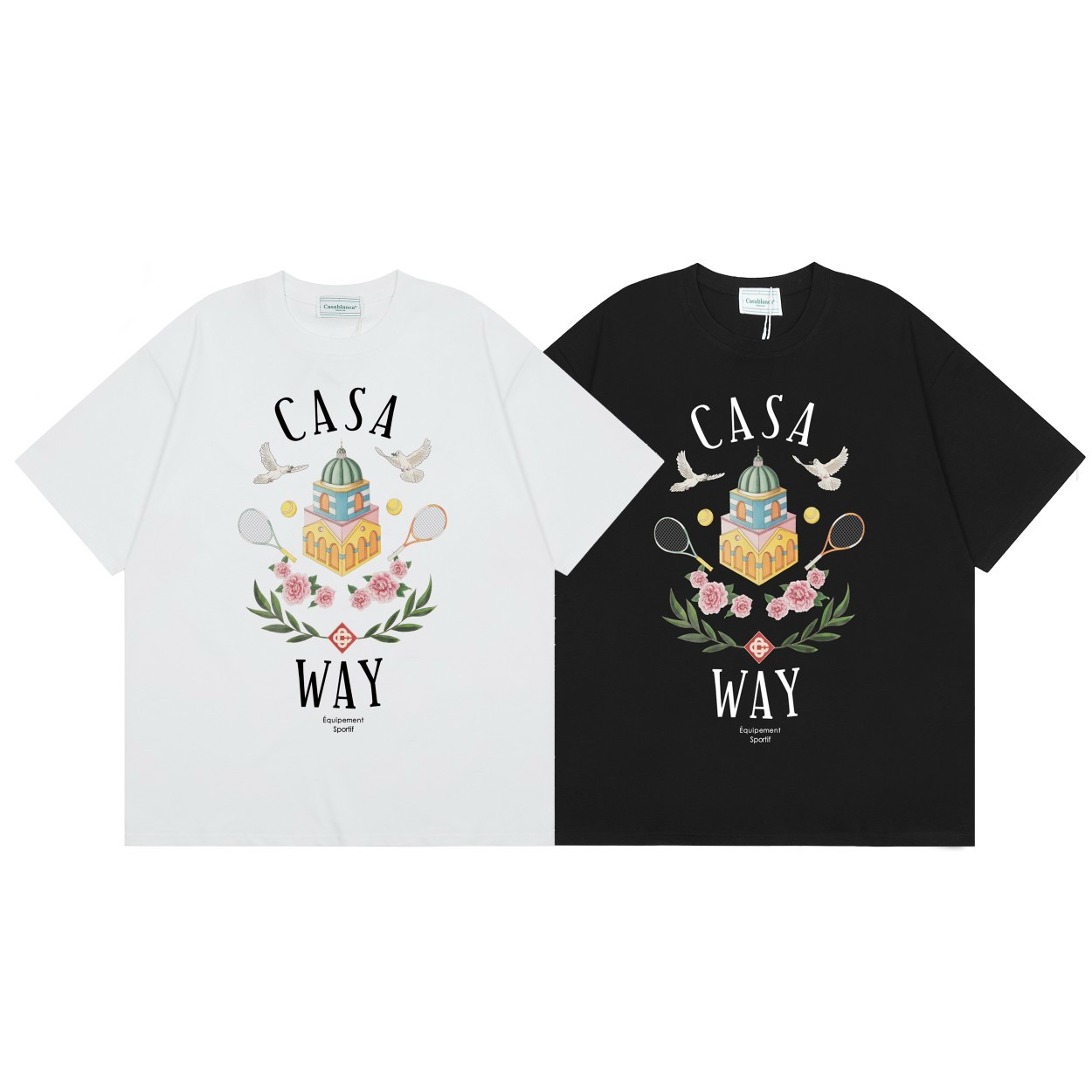 Pigeons tennis castle way printing tshirt