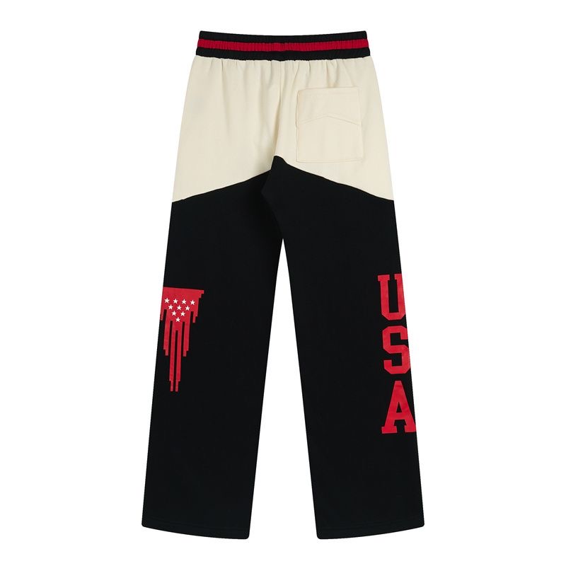 Contrast stitching embroidery large R letter drawstring sweatpant
