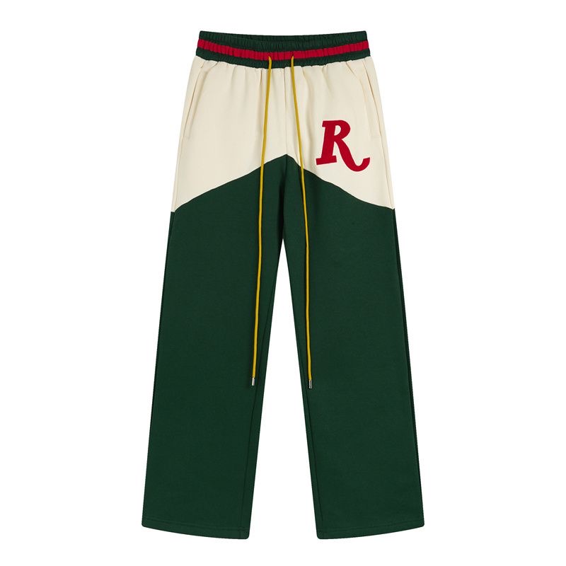 Contrast stitching embroidery large R letter drawstring sweatpant