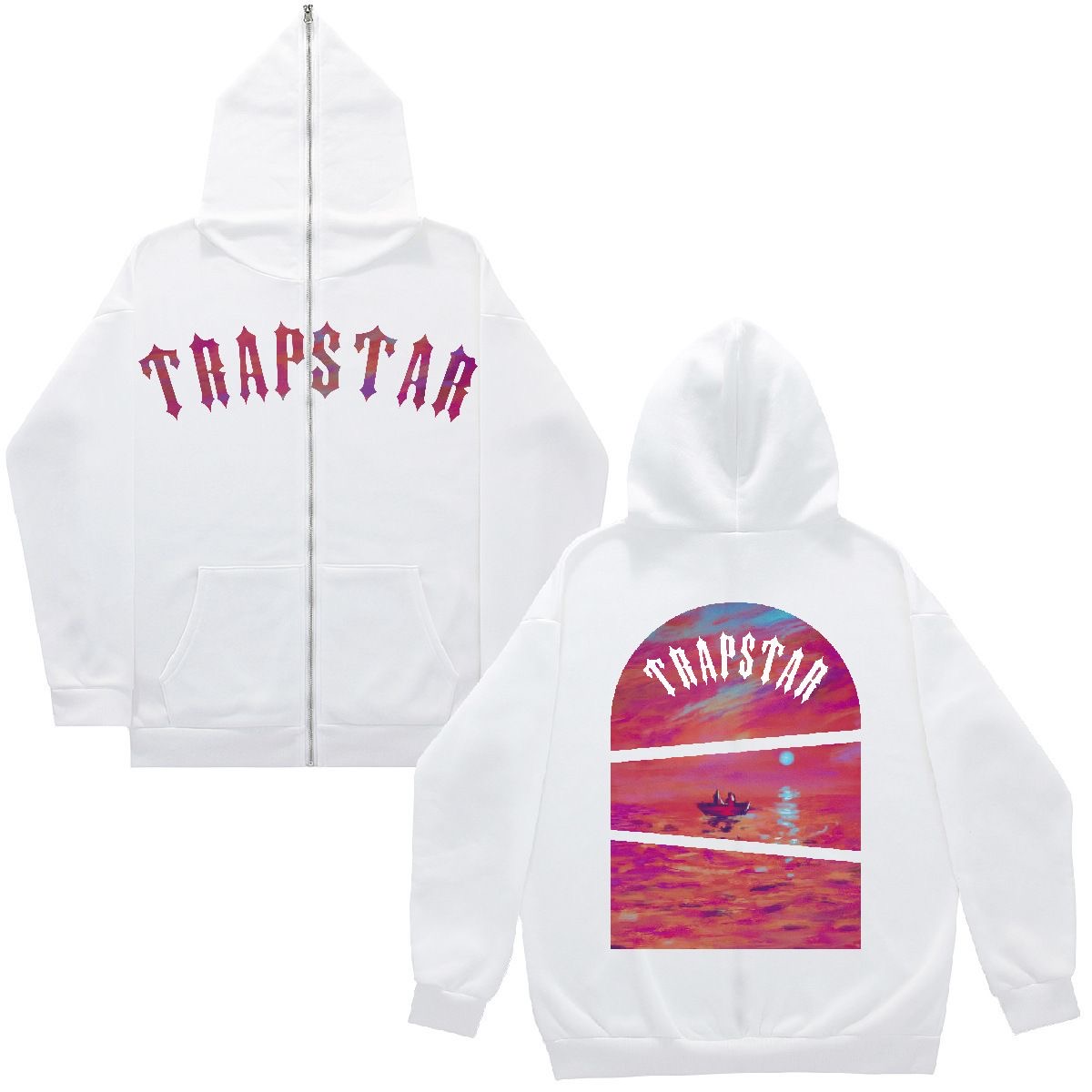 Warm loose letter printed zipper hoodie