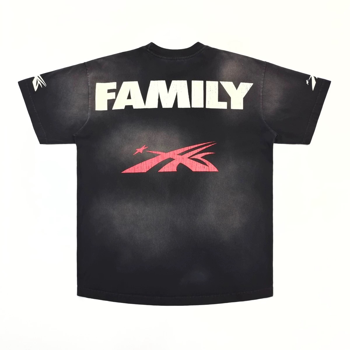 1:1 Red Logo Tee Washed Black Color