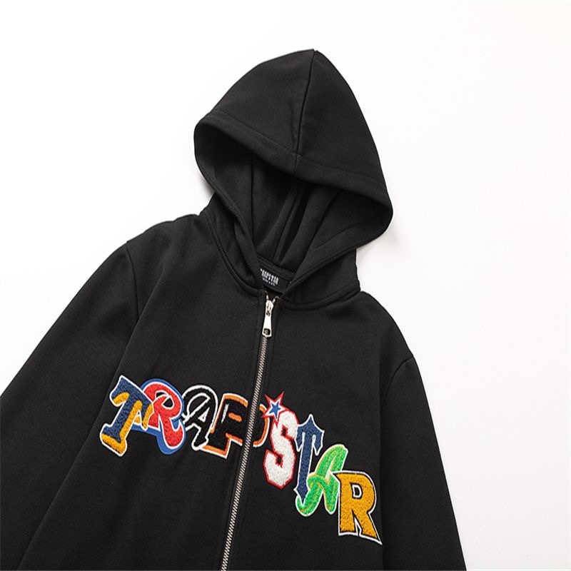 New color embroidery letters plus fleece cardigan zip up hoodie