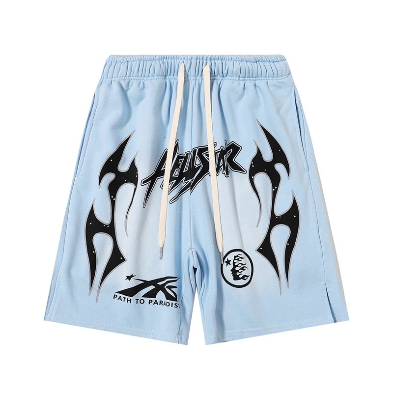 Black Flame Logo Shorts Sky Blue Color