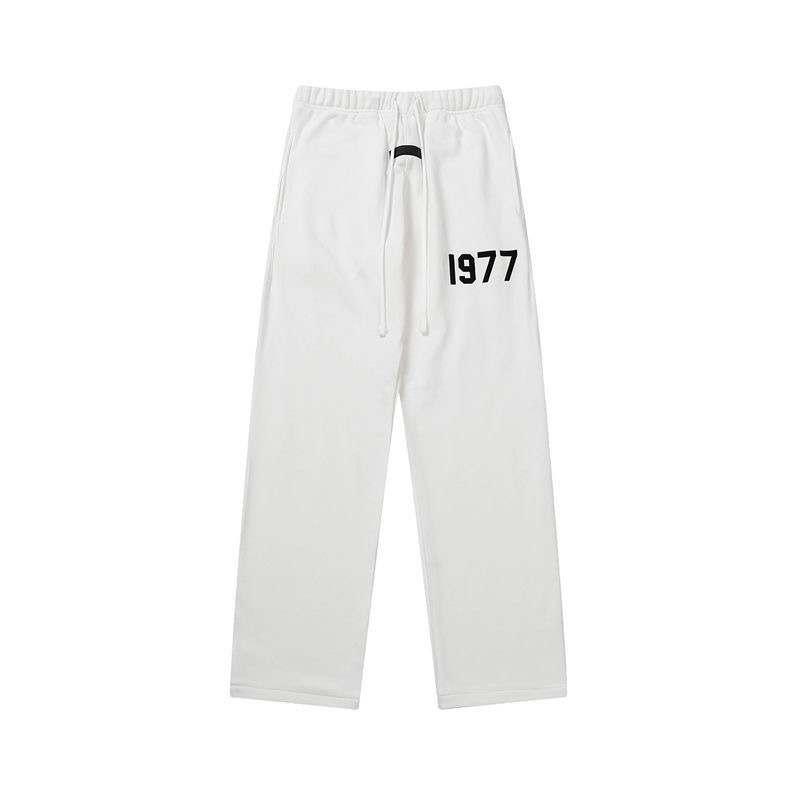 Straight leg cotton flocking double line loose pant