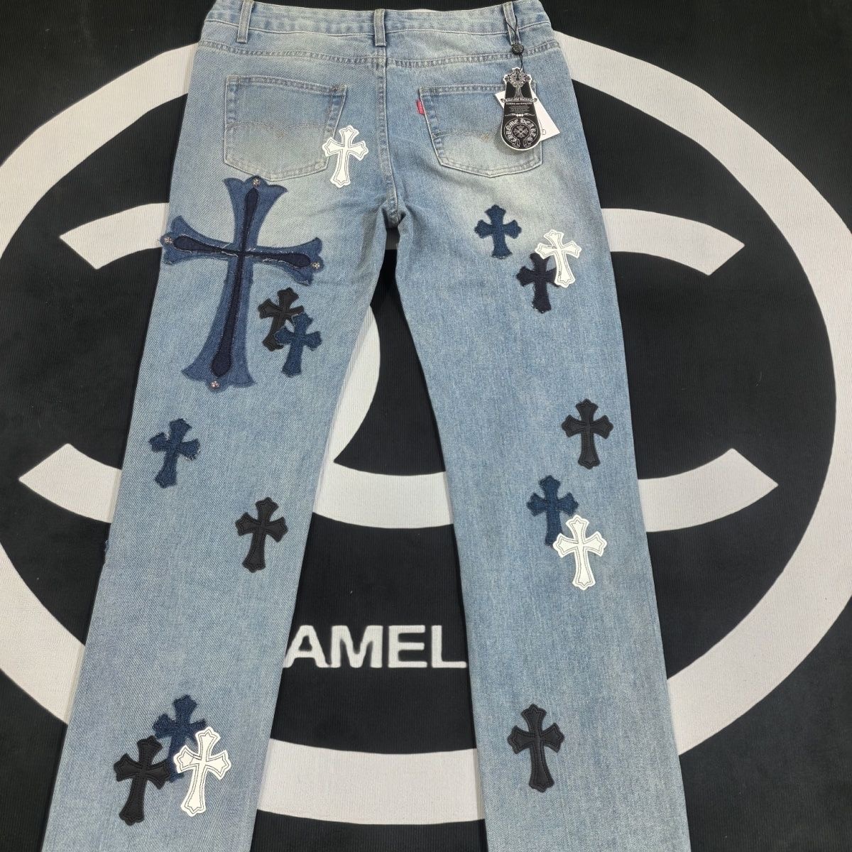 hight version cross embroidery jeans
