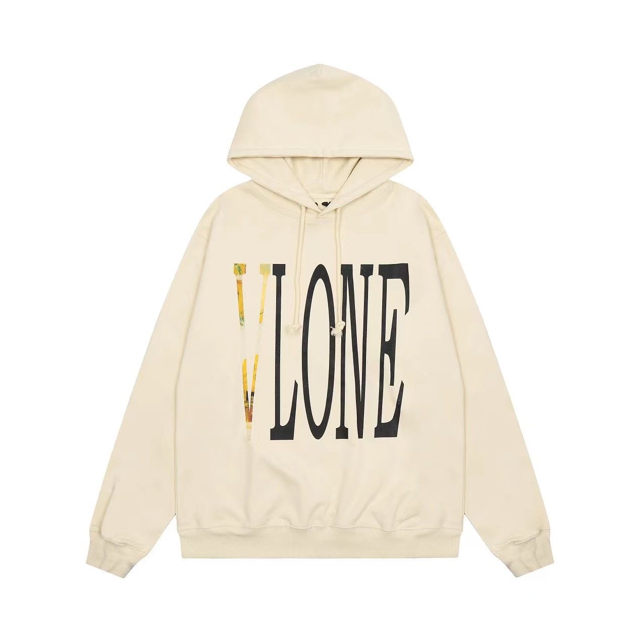 Back Colorful V Hoodie Beige Color