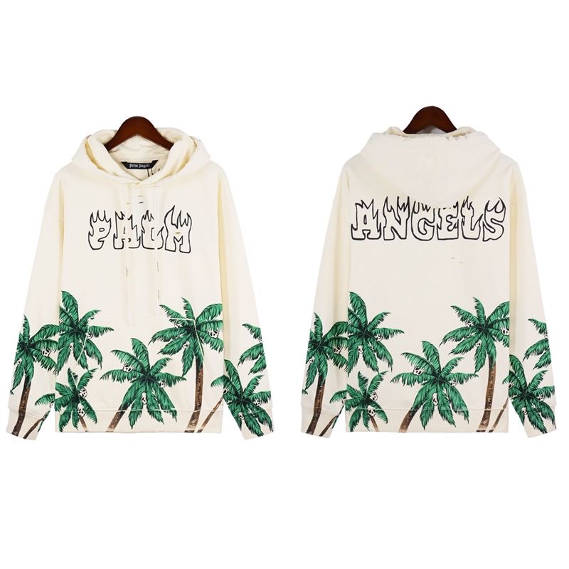 Flame Design Letters Coconut trees Skull Hoodie 2 Colors