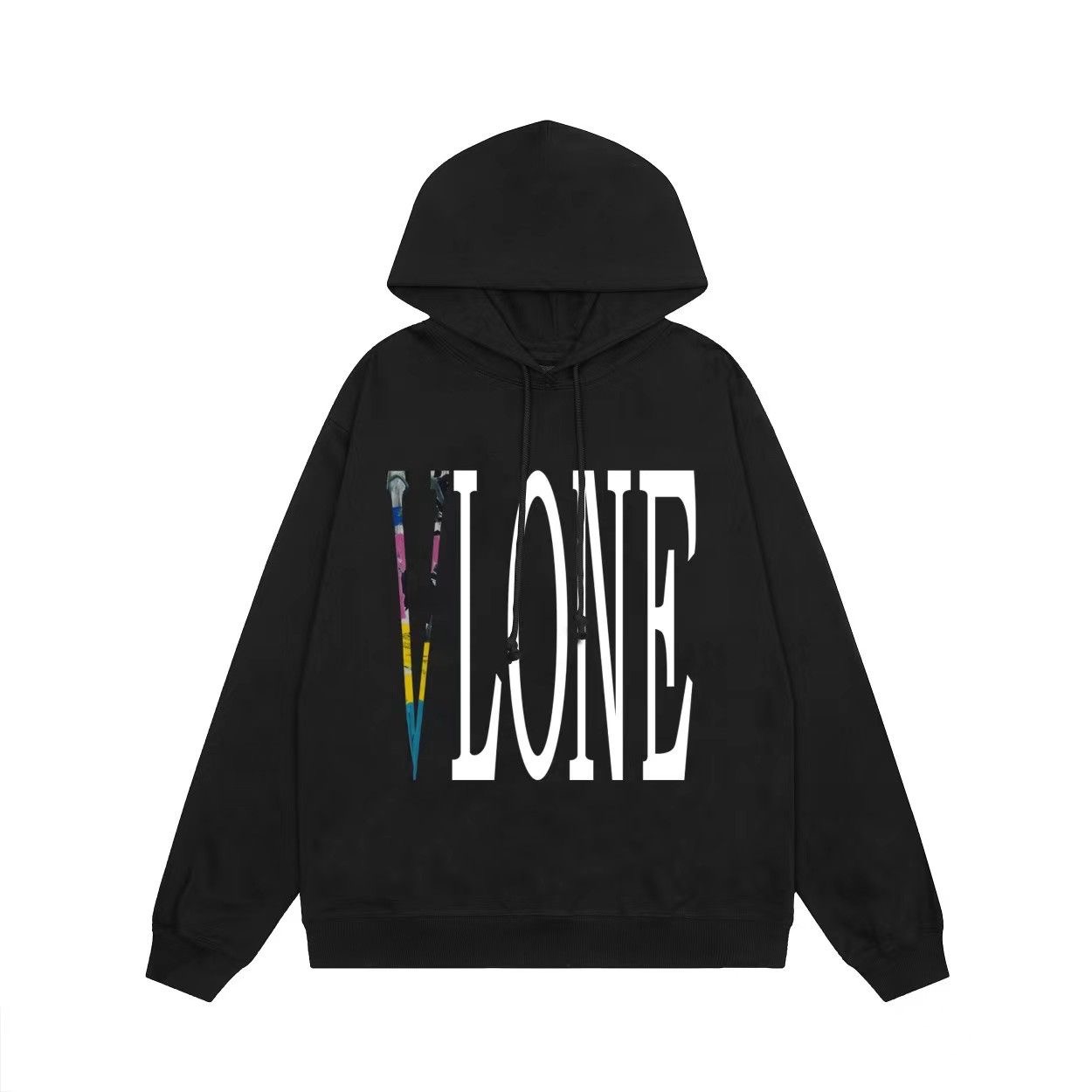 Back Colorful V Hoodie Black Color