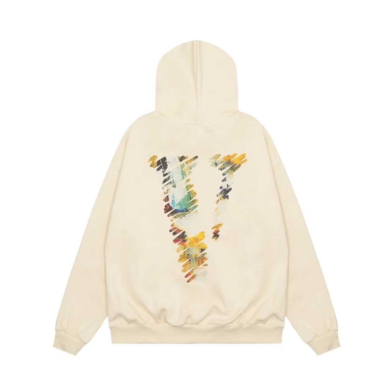 Back Colorful V Hoodie Beige Color