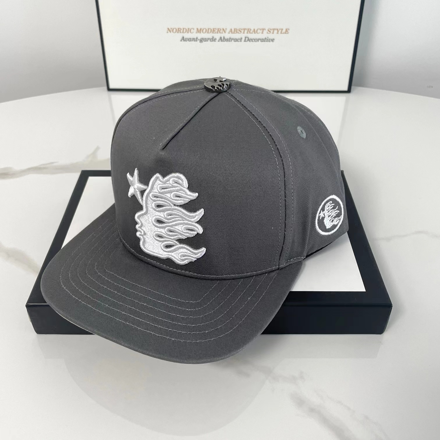 Grey color fashion cap