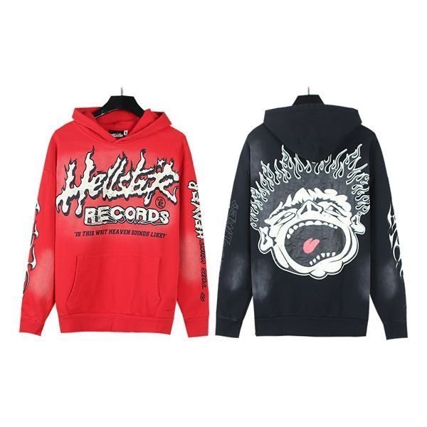 Back big mouth print washed colors hoodie 2 colors