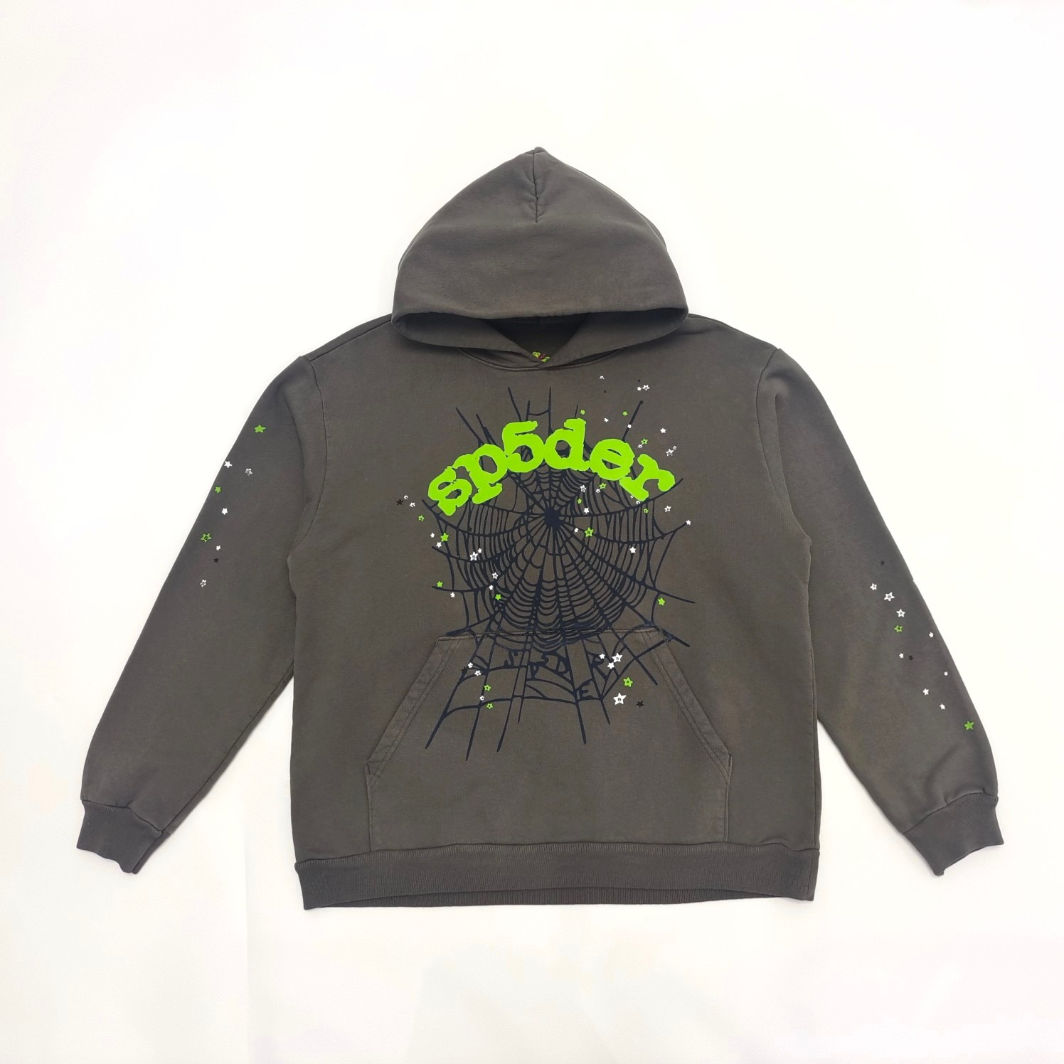 1:1 Best Quality Green Letters Hoodie Dark Grey Color