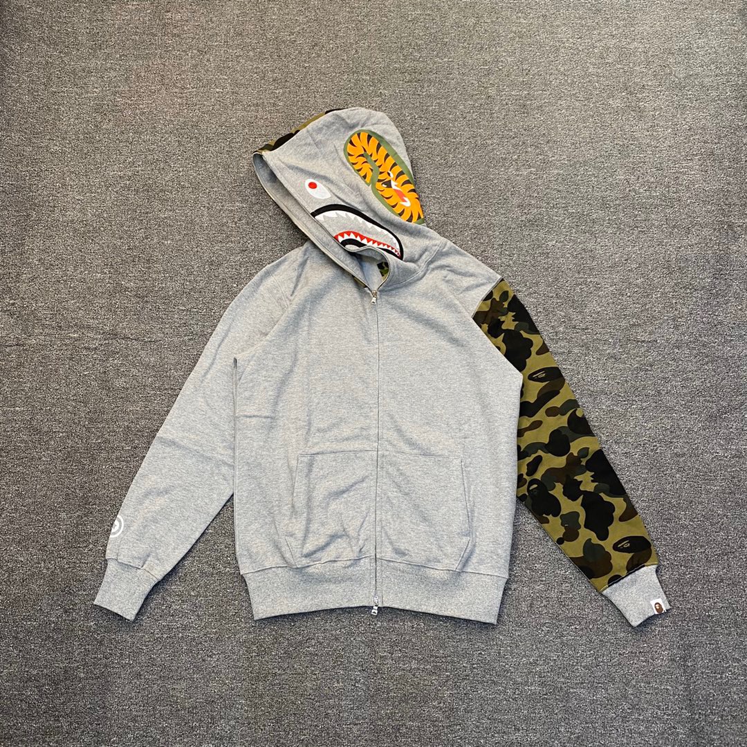 1:1 Best Quality Half Camo Zipper Hoodie Grey Color