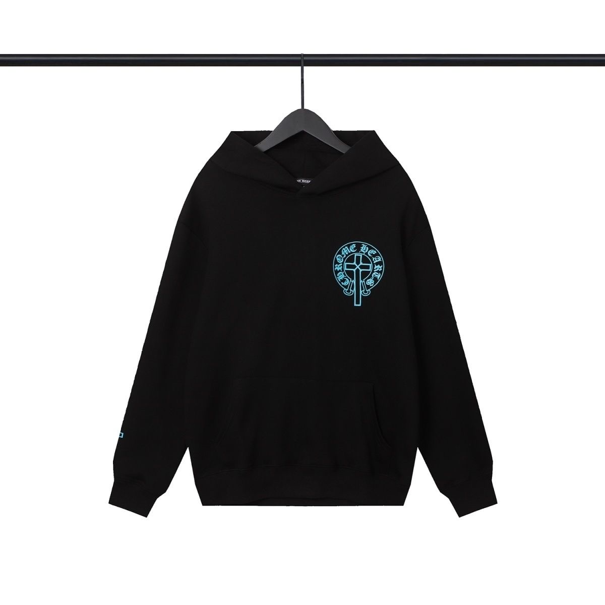 CH Back Blue Cross Logo Hoodie Black Color