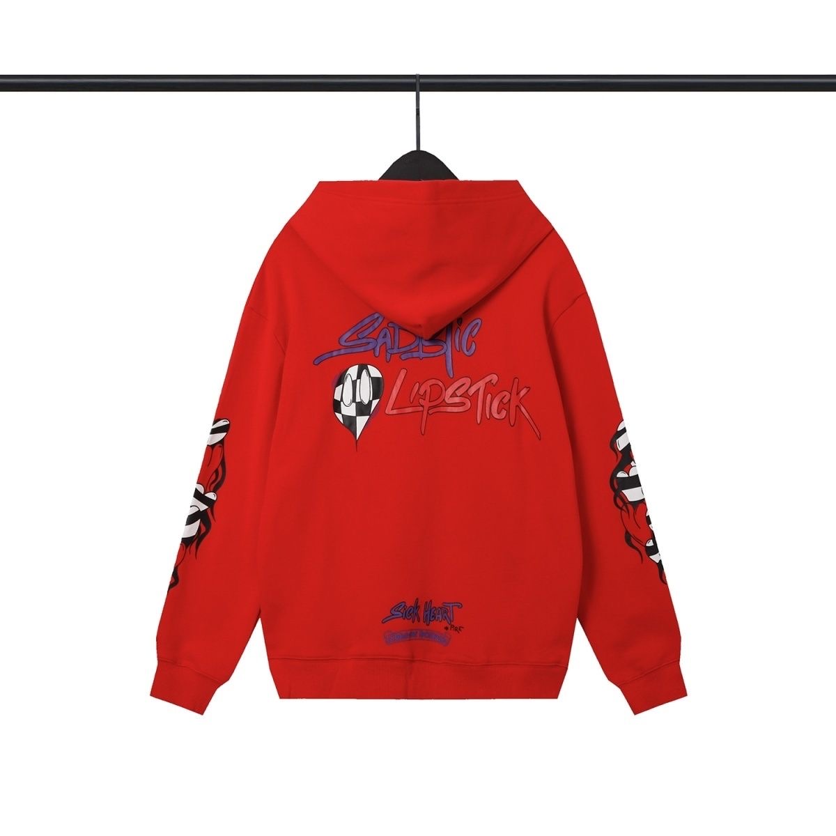 CH Back Checker Face Hoodie Red Color