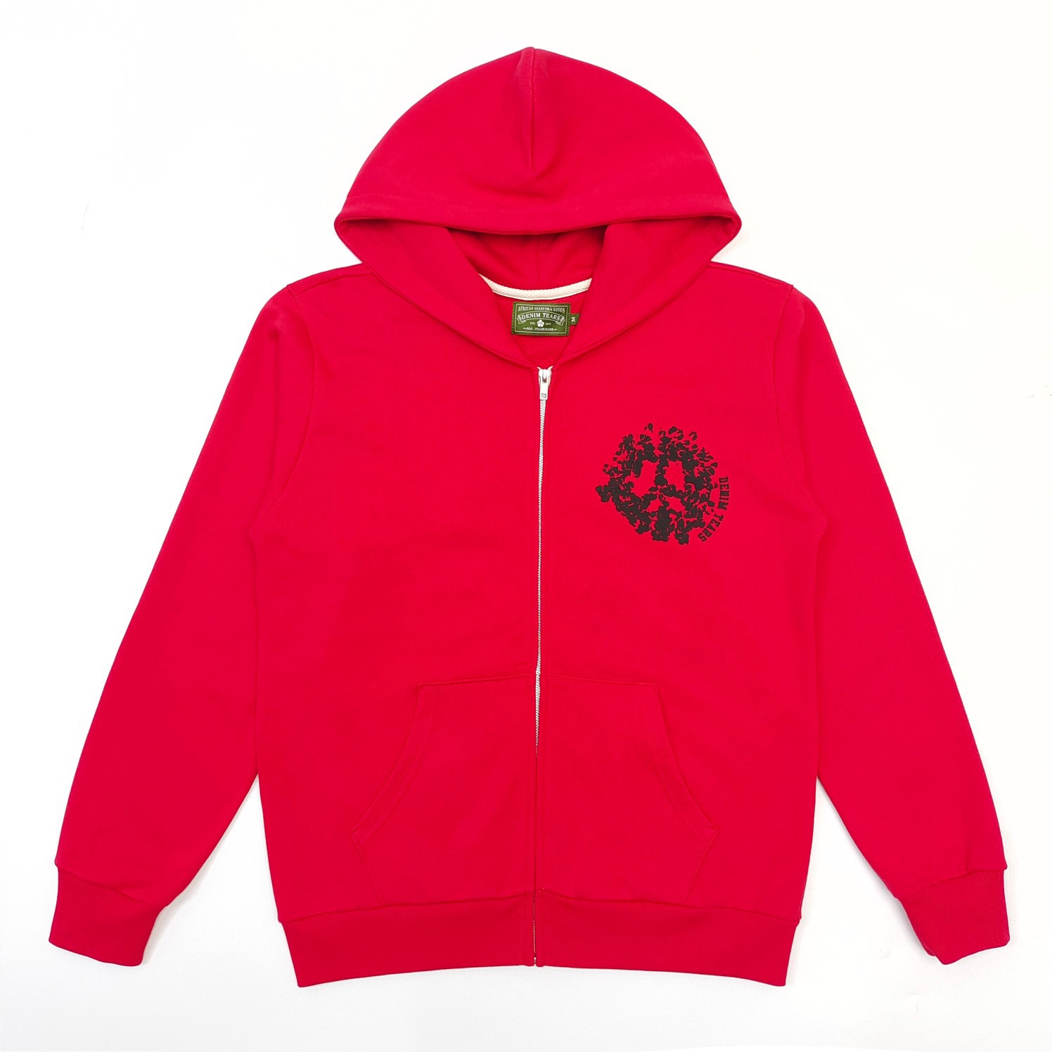 1:1 Best Quality Puff Skull Logo Zipper Hoodie Red Color