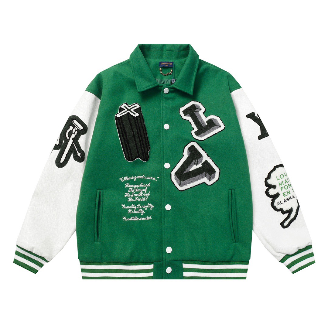 LV Skull Embroidery Jacket Green Color