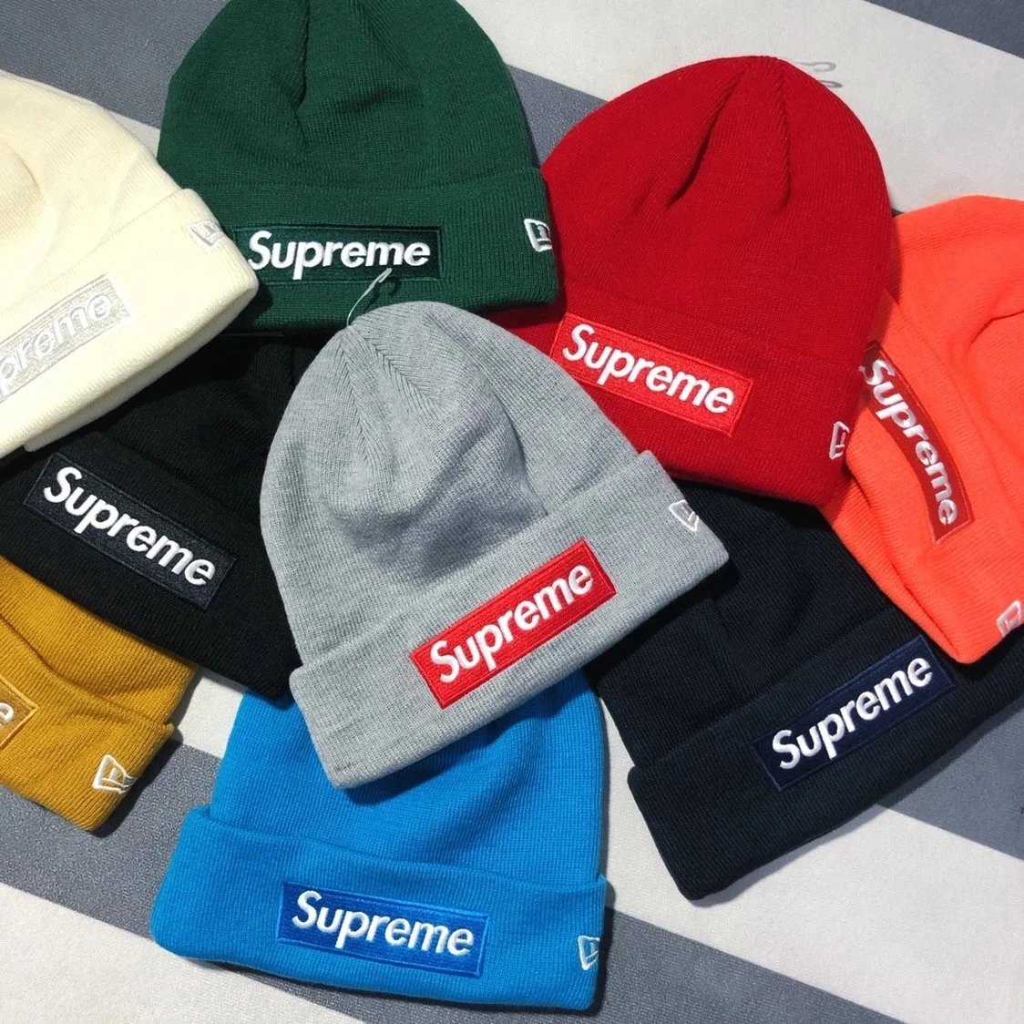 1:1 Best Quality Supreme FW21 New Era box logo Beanie 9 Colors