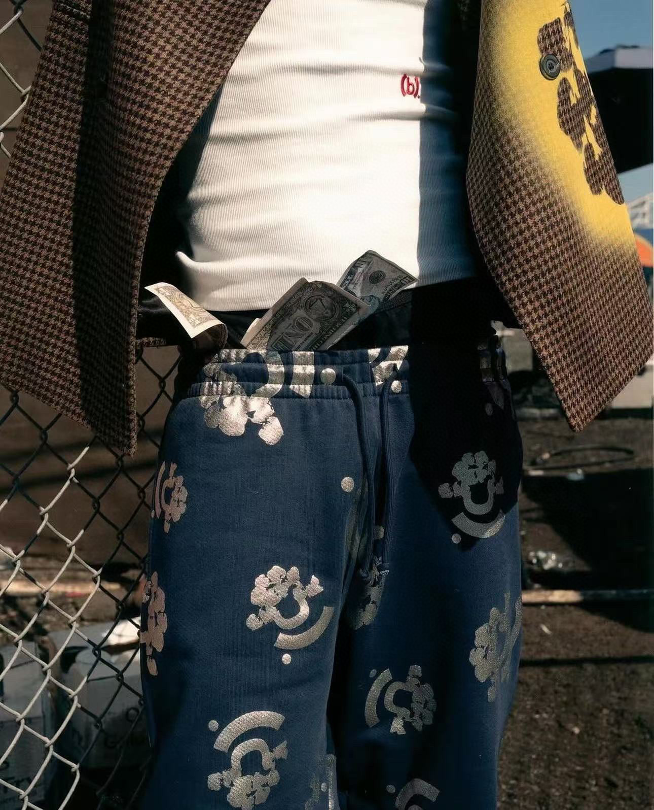 1:1 Best Quality Denim Tears Pants Navy Blue Color