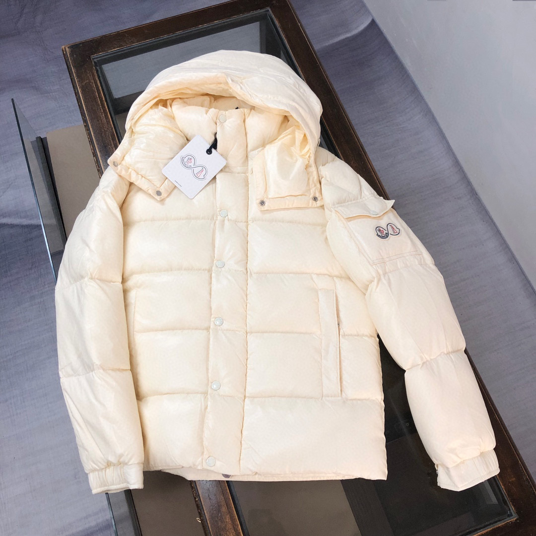 Moncler Double Logo Down Jacket Beige Color