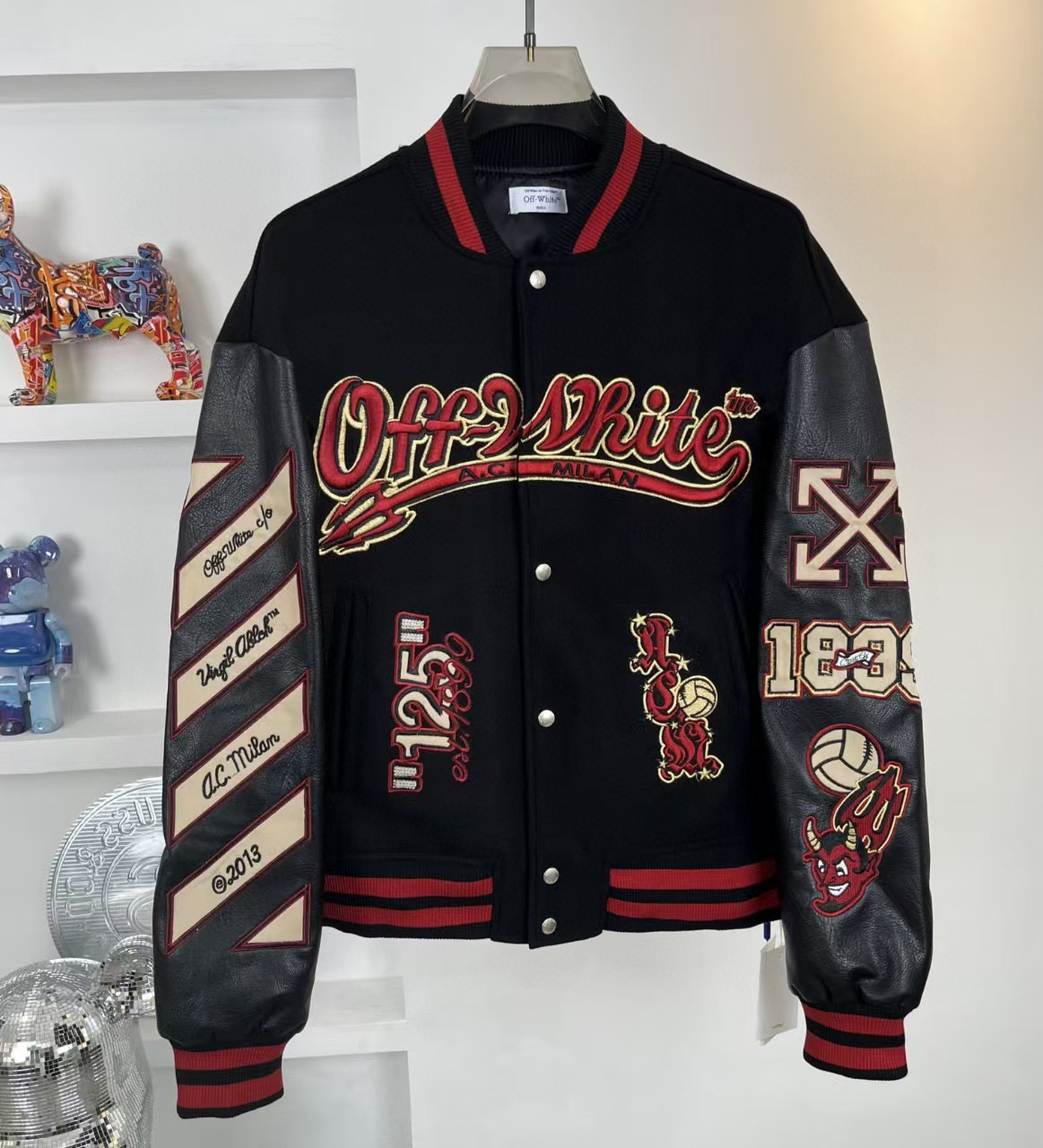 Off White Evil Baseball Jacket Black Color