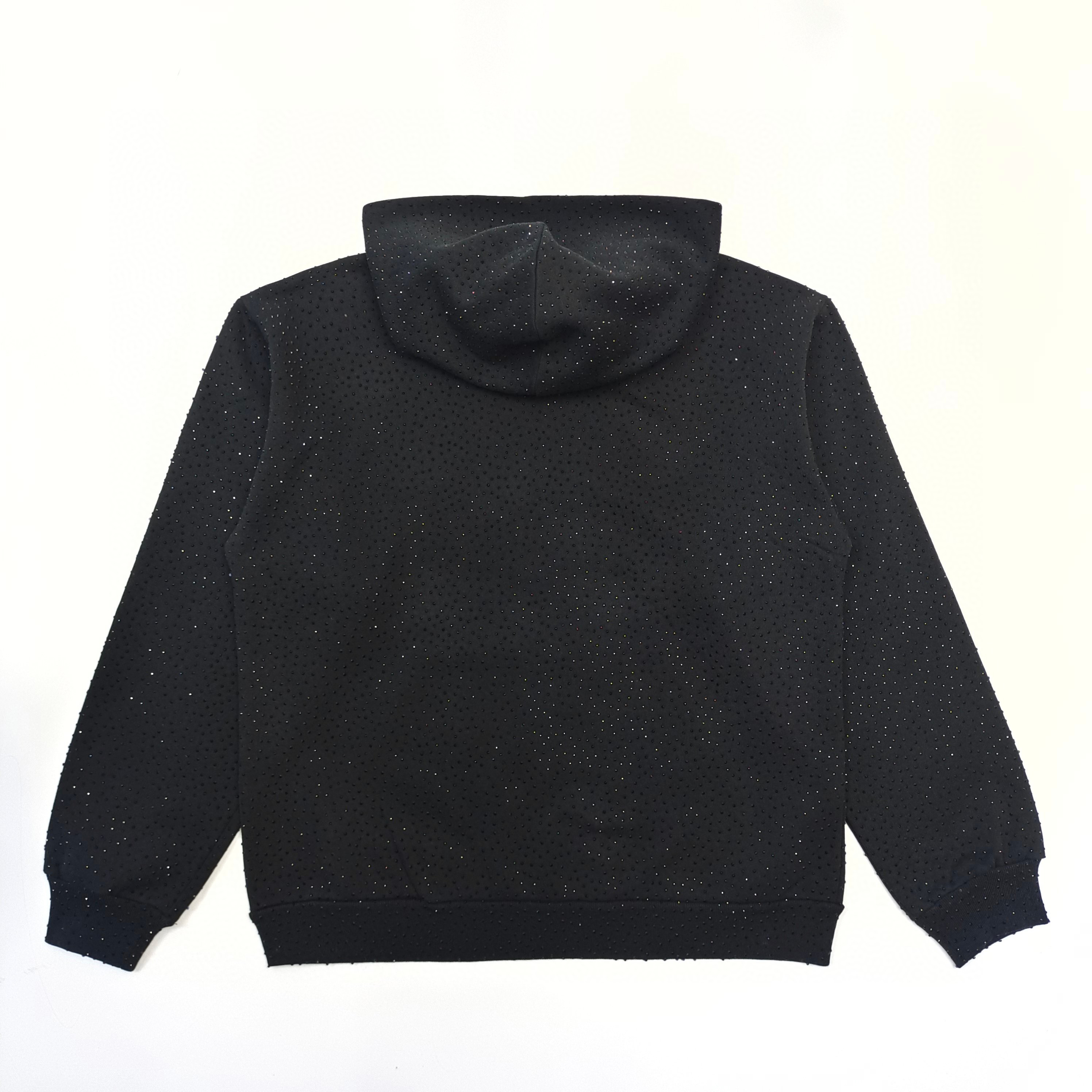 1:1 Best Quality Sp5der Full Diamond Logo Hoodie Black
