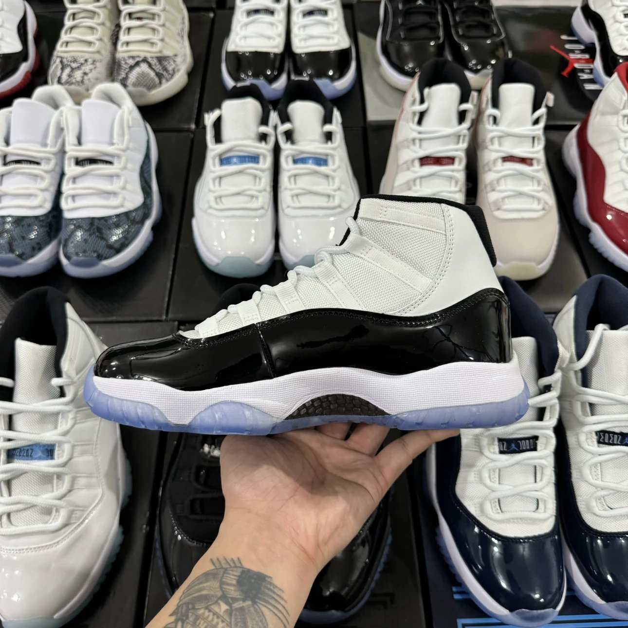 Air Jordan 11 Retro High Black white with Black Logo