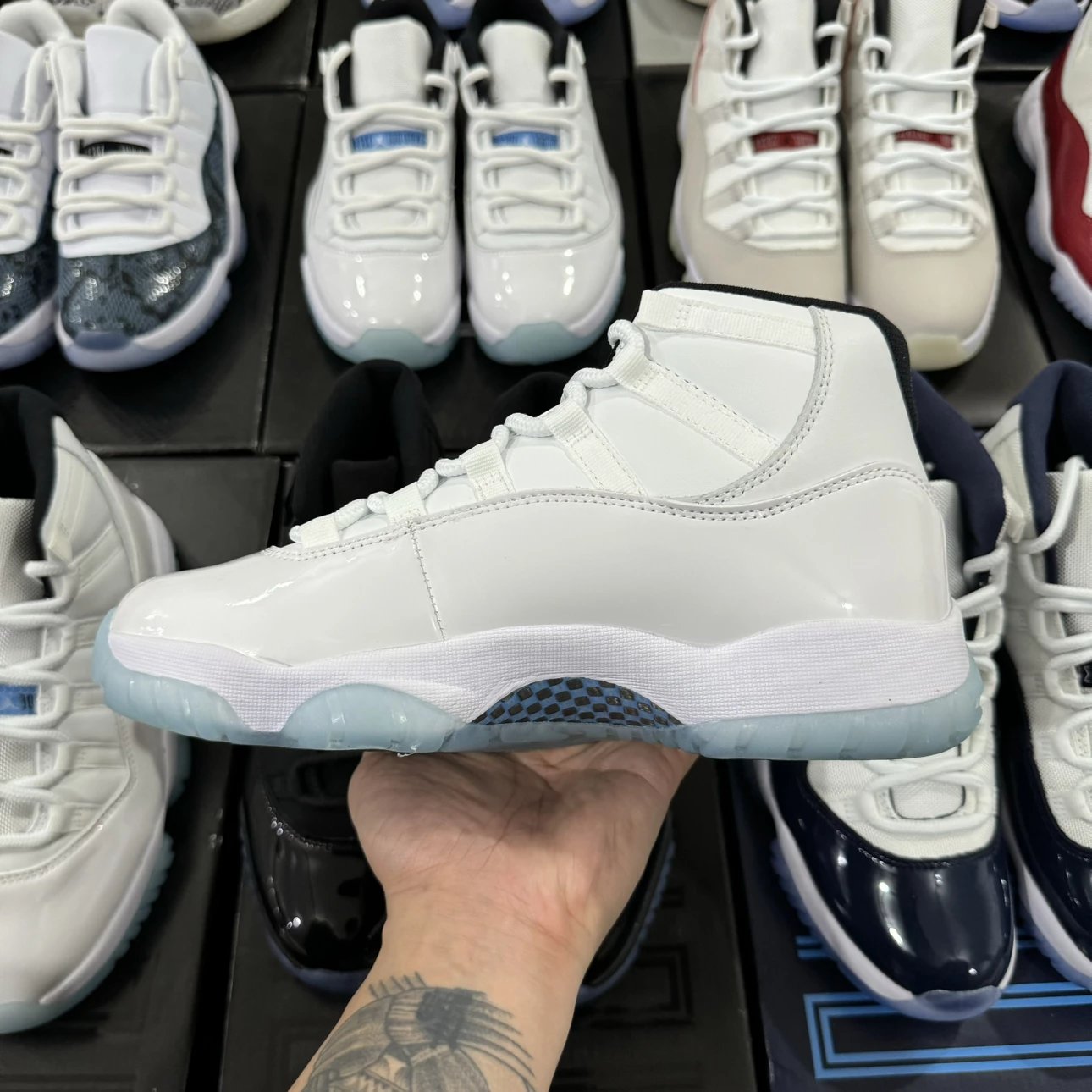 Air Jordan 11 Retro High Sky Blue white with blue Logo