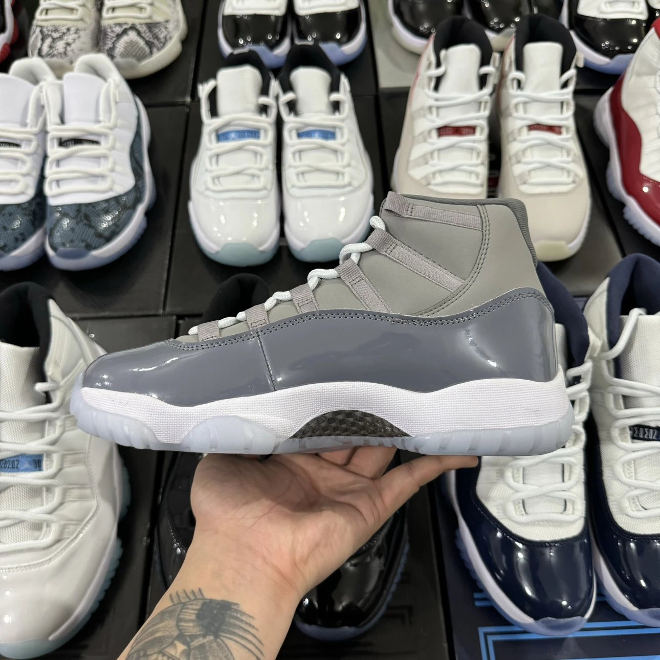 Air Jordan 11 Retro High Grey with White Logo