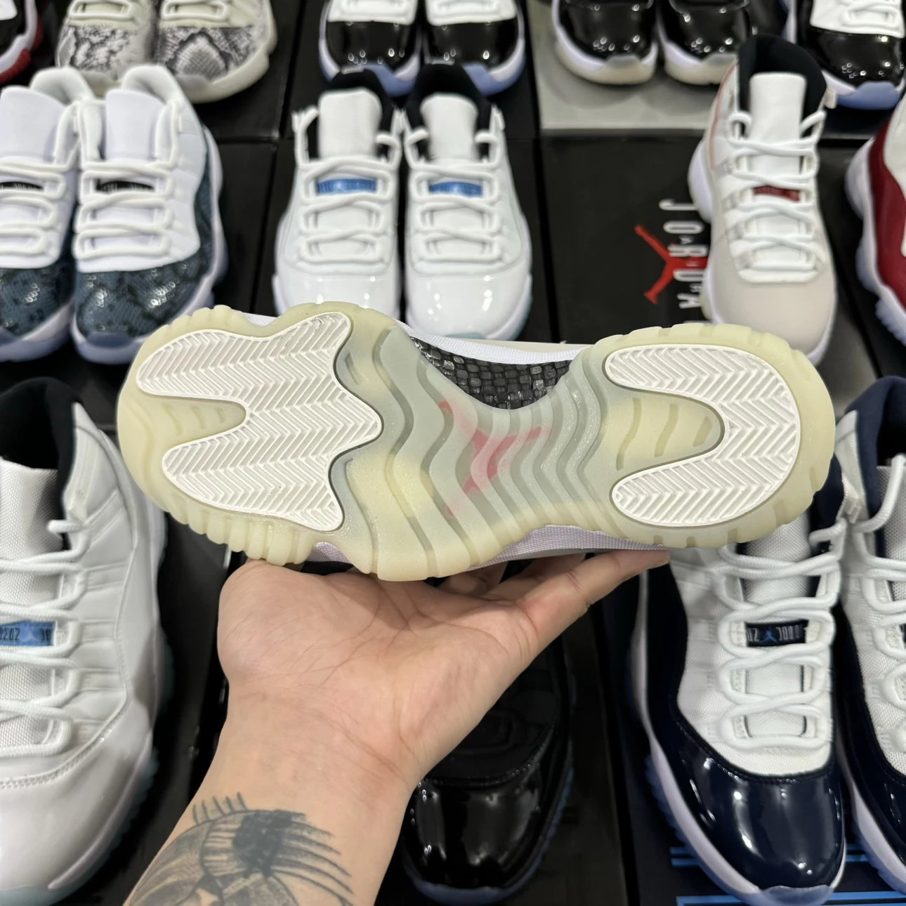 Air Jordan 11 Retro High Beige with Red Logo