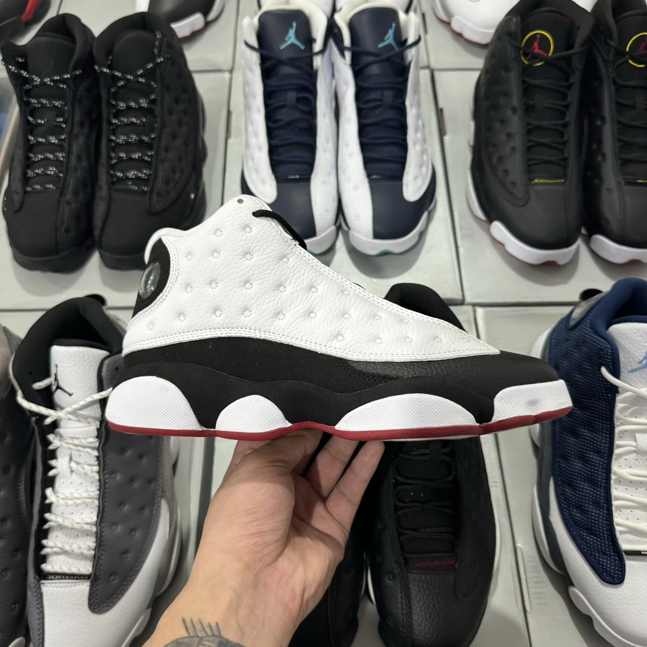 Air Jordan 13 Panda Color with Red Logo