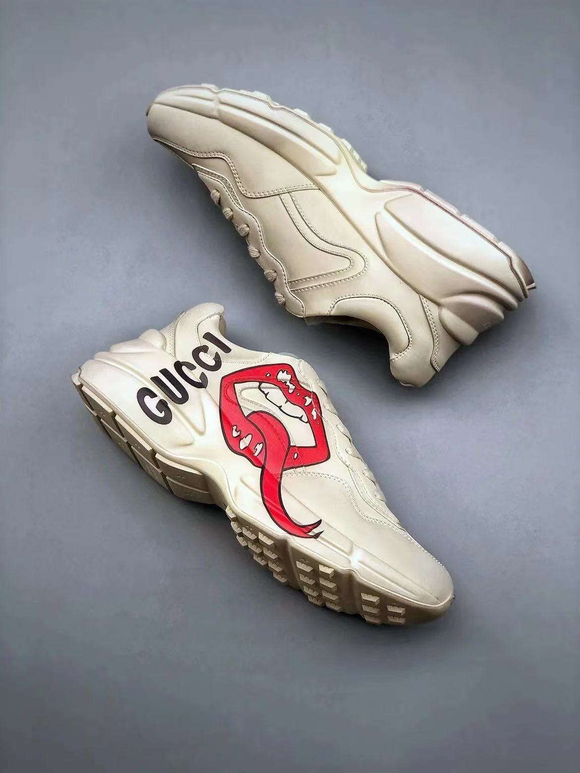 1:1 gucci red tongue logo shoes
