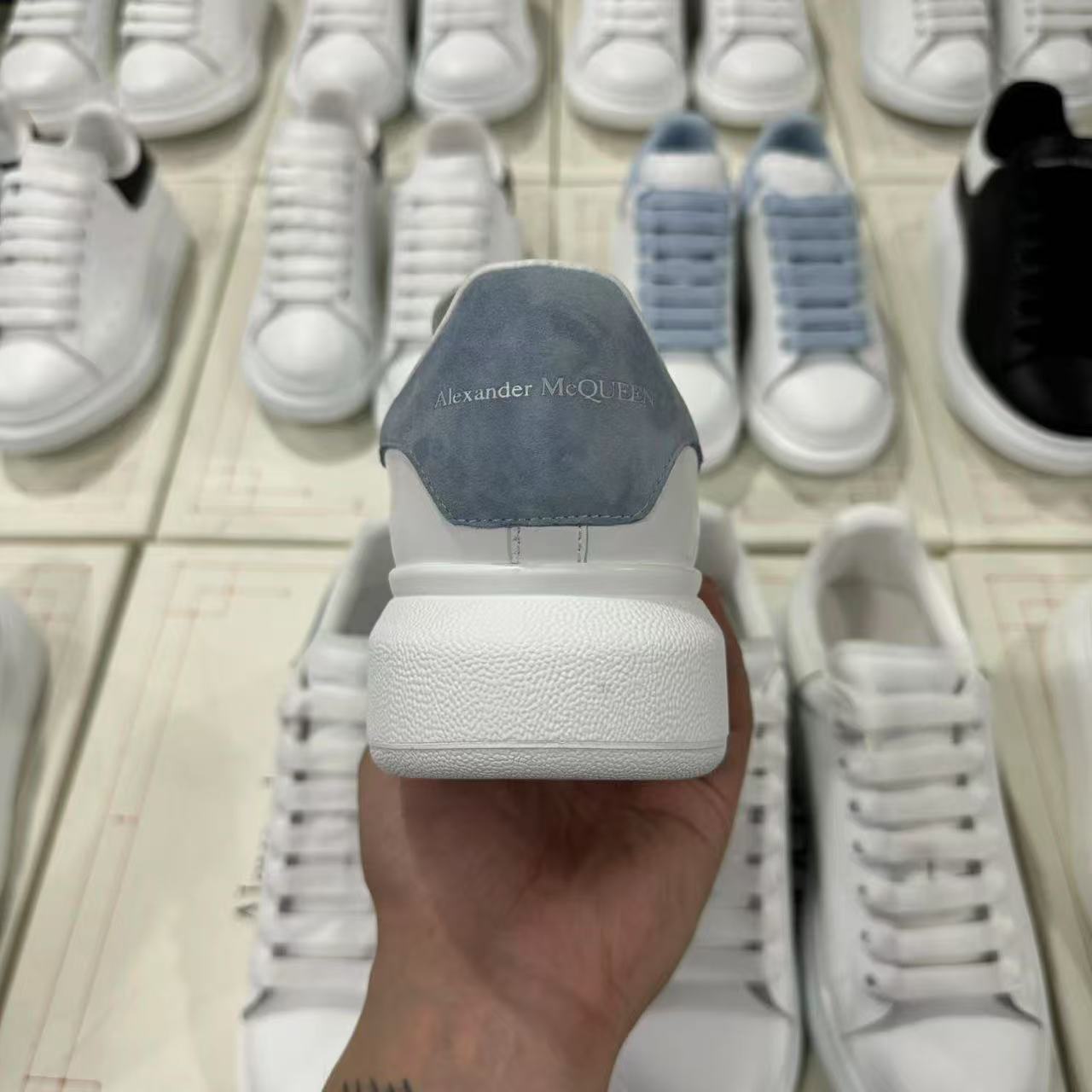 Alexander McQueen white and blue shoes