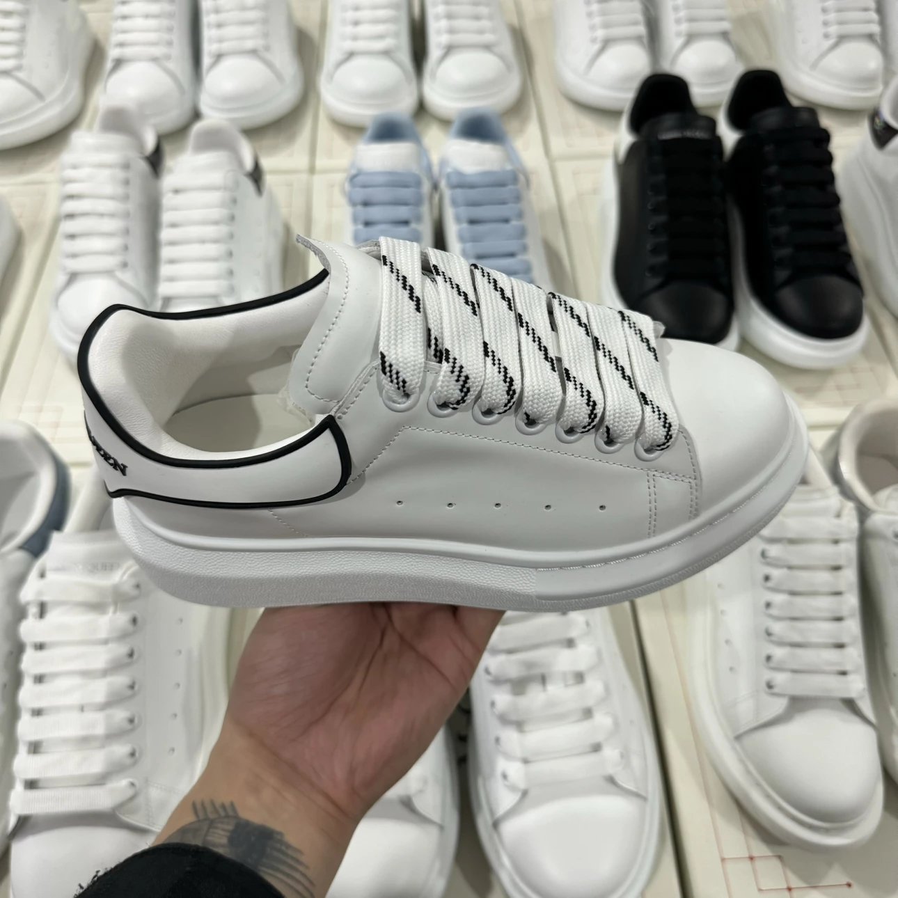 Alexander McQueen white and design shoelaces shoes