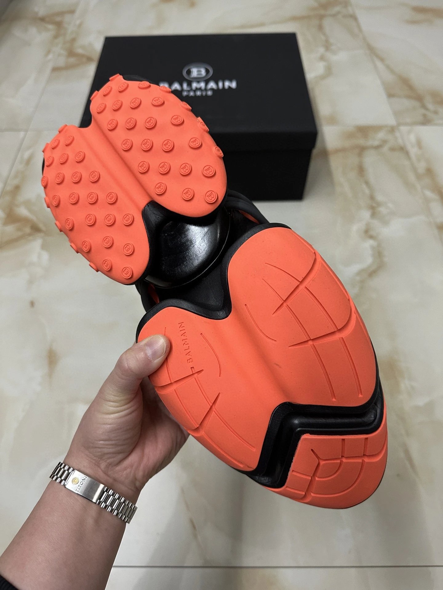2022 Balmain Bullet Shoes Orange & Black