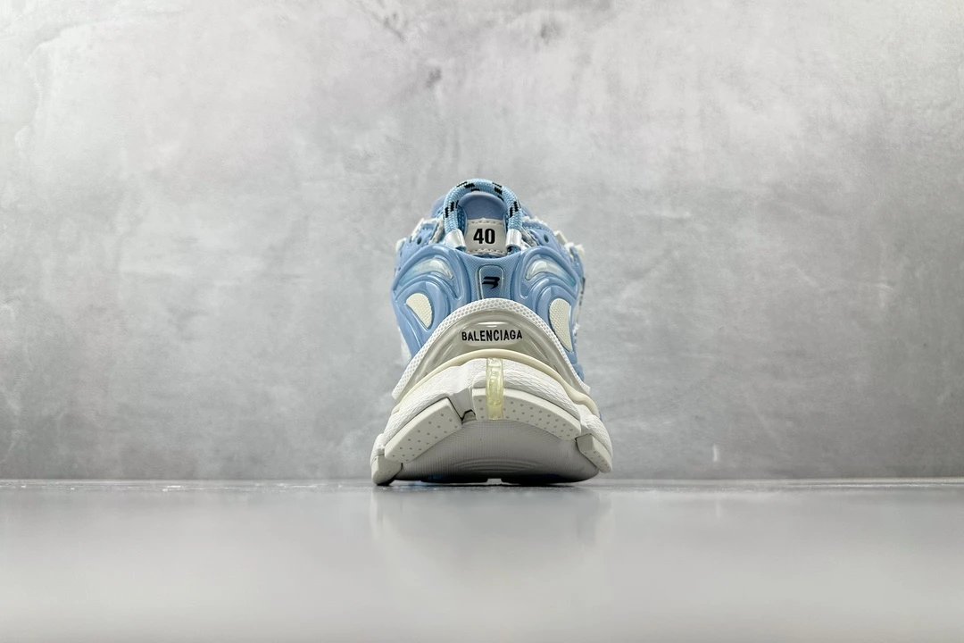 balenciaga runner light blue and white shoes