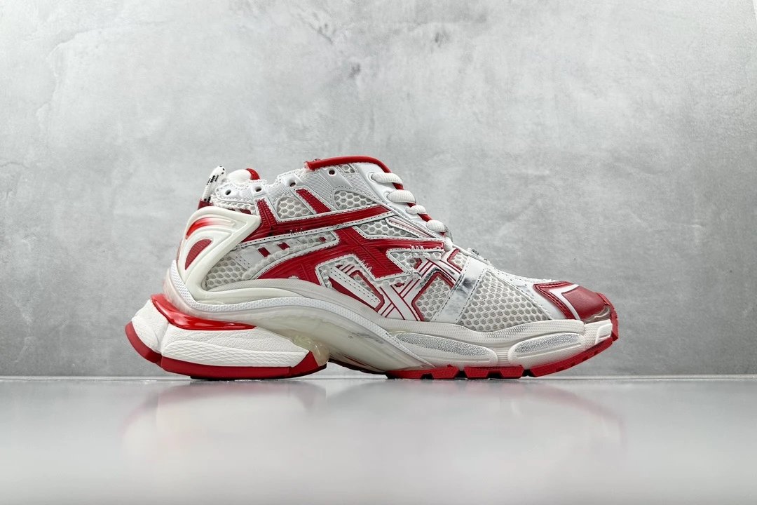 balenciaga runner white and red shoes
