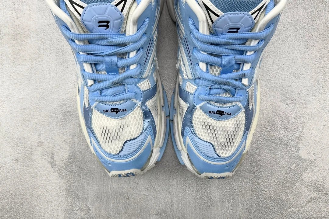 balenciaga runner light blue and white shoes