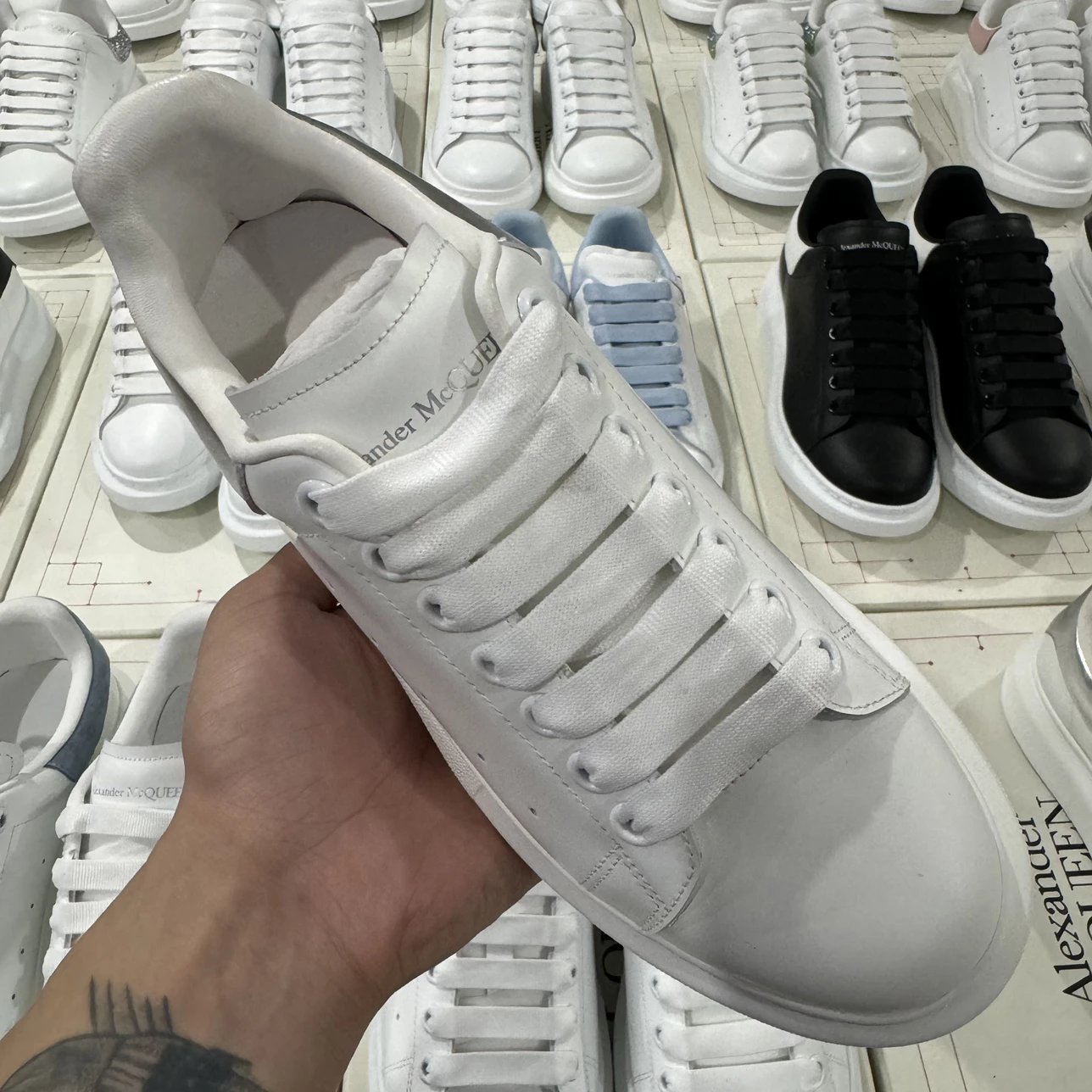 Alexander McQueen white and sliver shoes