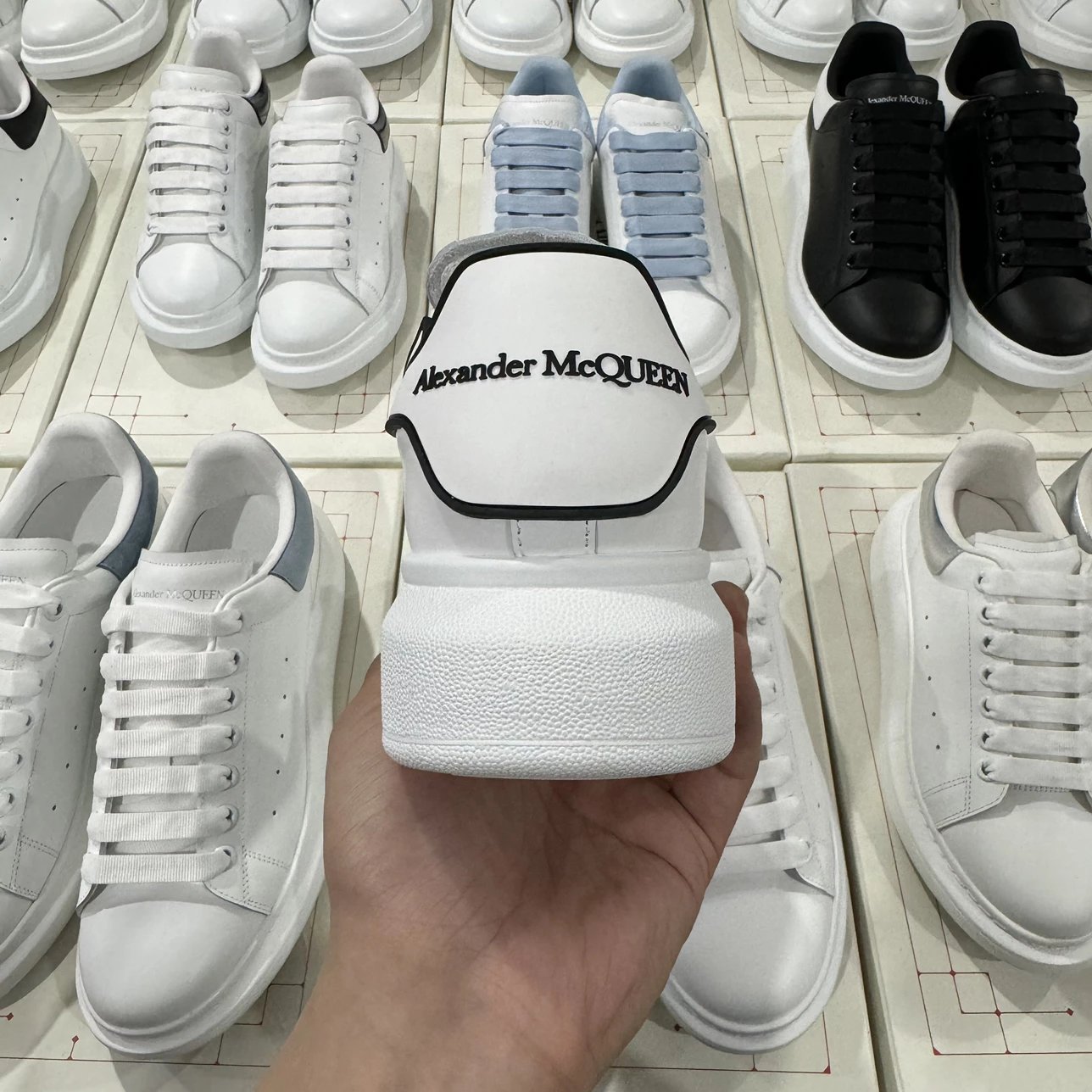 Alexander McQueen white and design shoelaces shoes