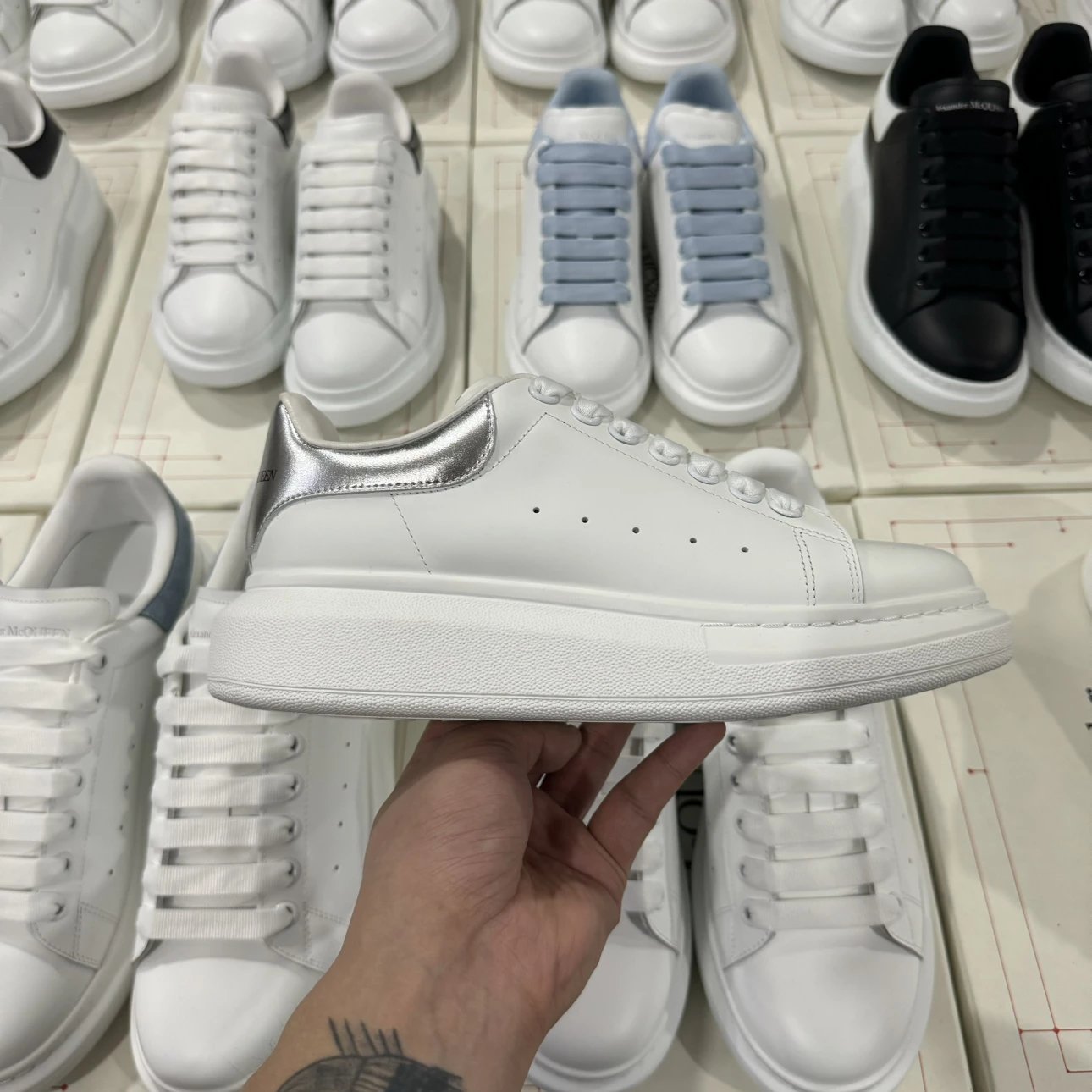 Alexander McQueen white and sliver shoes