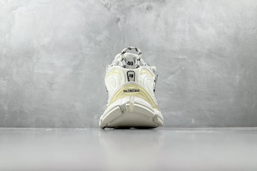 balenciaga runner white and black letters shoes