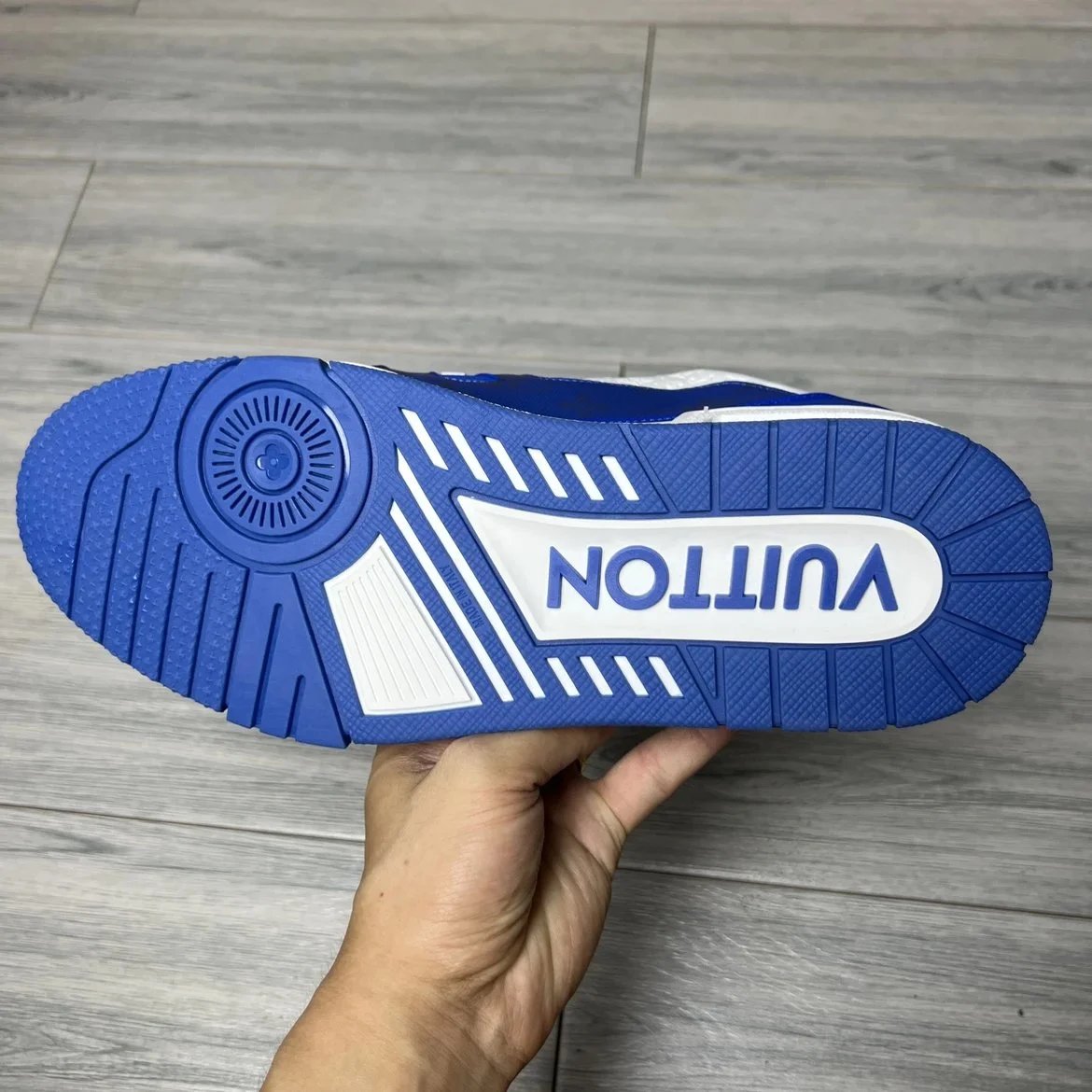 LV Full Letters Logo Trainer Shoes Blue & White