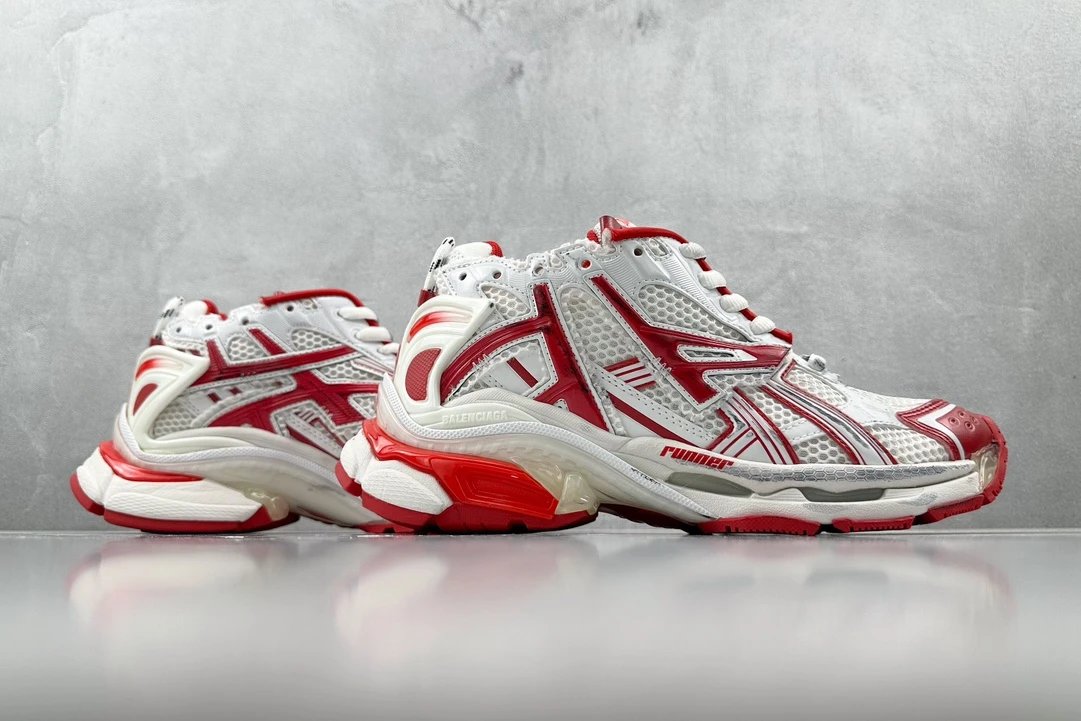 balenciaga runner white and red shoes