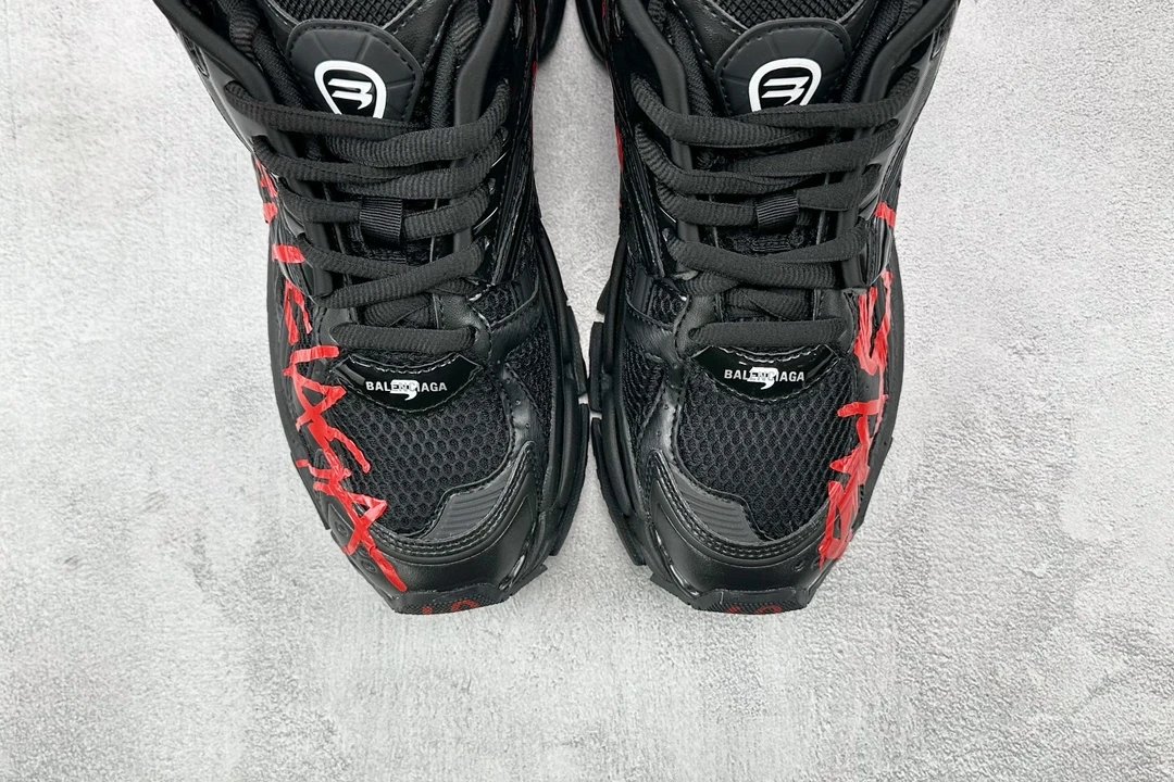 balenciaga runner black and red letter shoes
