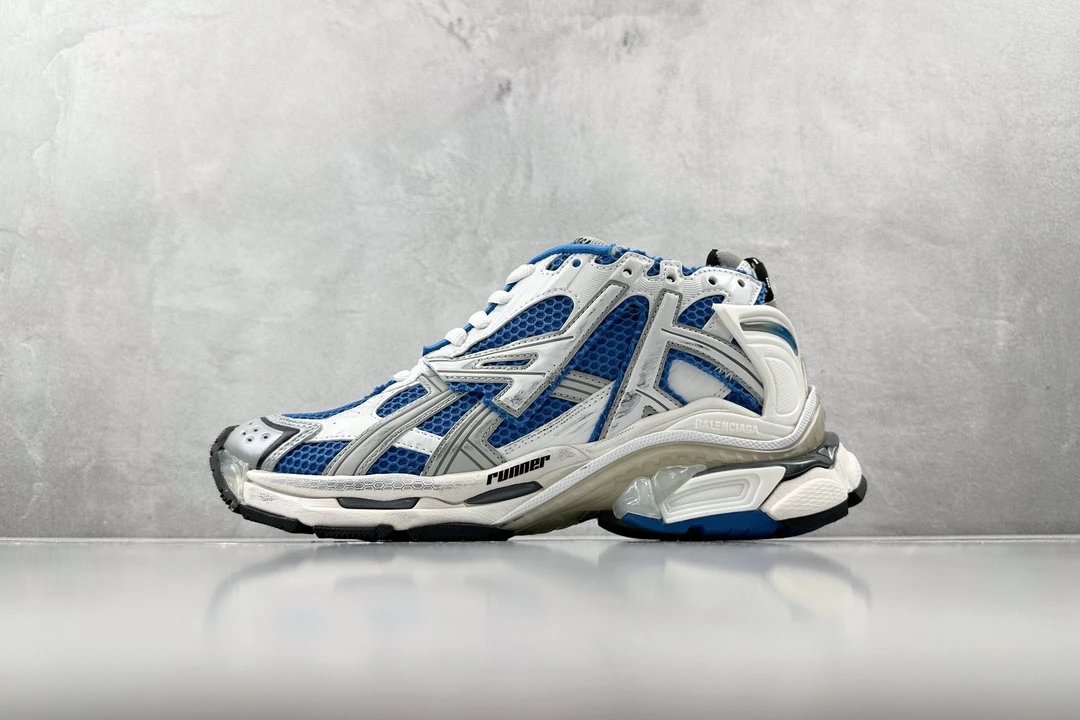 balenciaga runner blue and white shoes