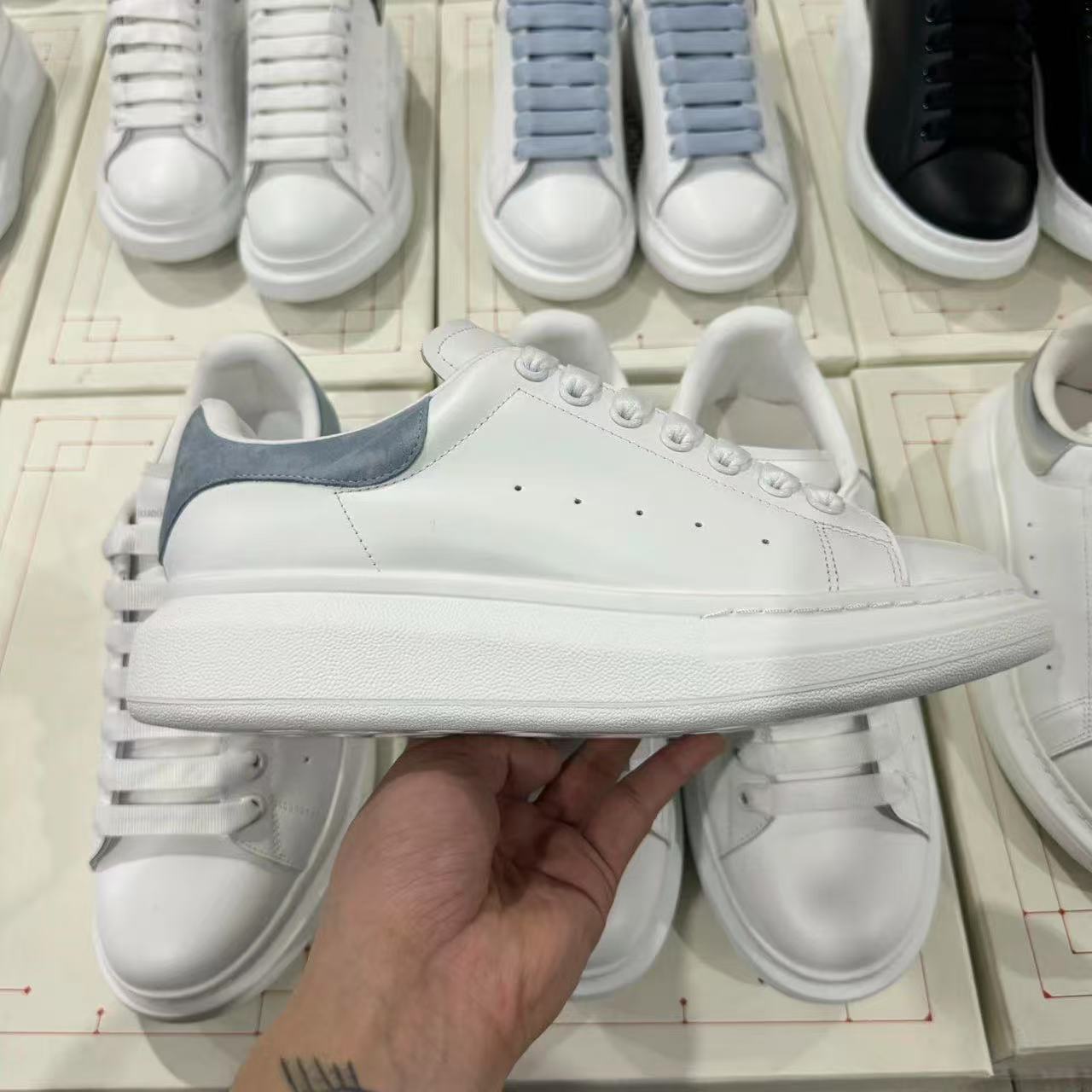 Alexander McQueen white and blue shoes