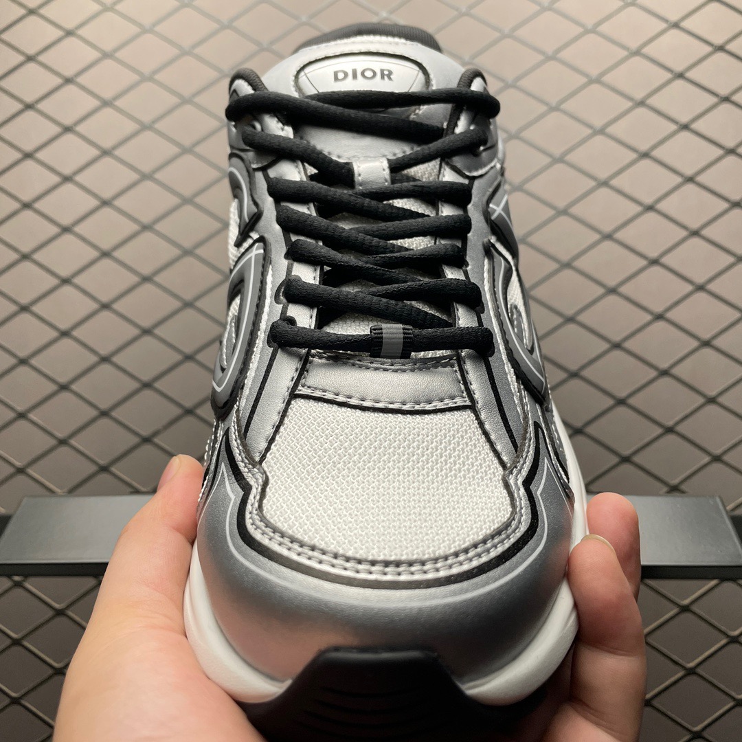 dior b30 white and silver logo shoes